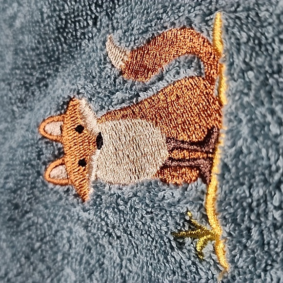 Blue Towel with Fox Embroidery & A Plastic Dollie. - Picture 2 of 5